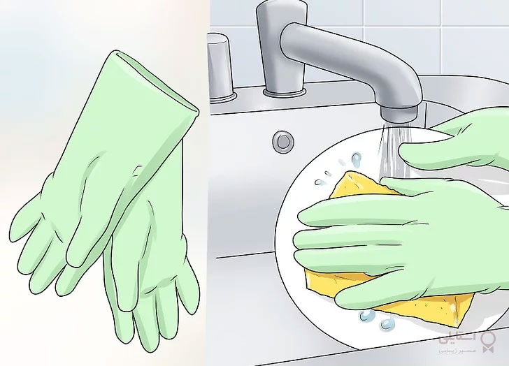 شستن ظرف با دستکش