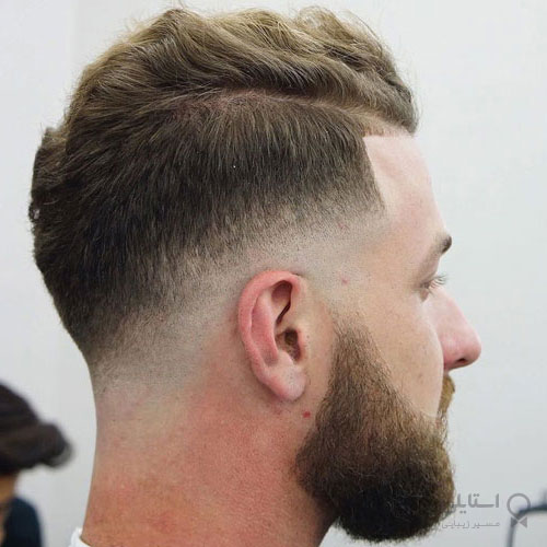 مدل محو کردن کم + موهای حالت‌دار بالای سر + ریش