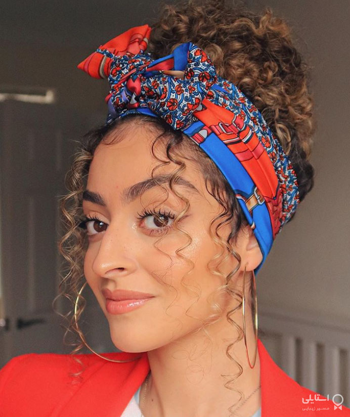 مدل موی جمع با دستمال سر