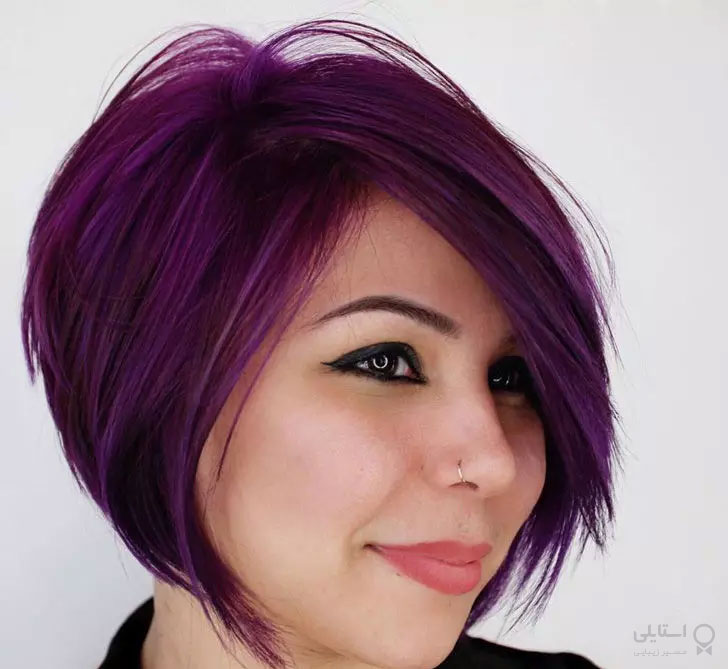 مدل موی مدل خط A لایه‌ای بنفش