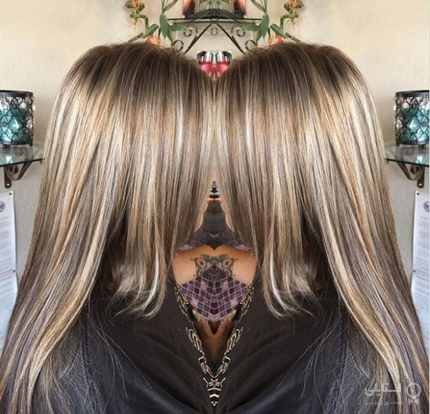 بلوند پلاتینیوم / هایلایت بلوند روی زمینه قهوه‌ای روشن