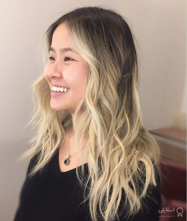 هایلایت جلوی مو / هایلایت بلوند روی زمینه تیره