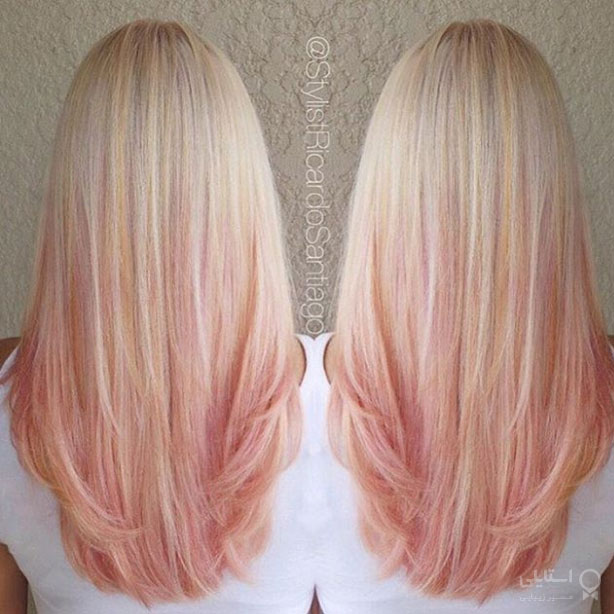آمبره صورتی و هلویی / ایده‌های رنگ موی آمبره