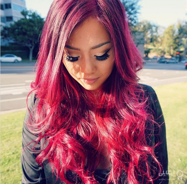 آمبره بنفش قرمز / ایده‌های رنگ موی آمبره