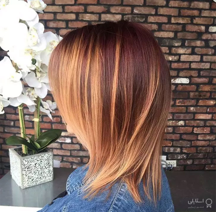  رنگ مو قرمز با هایلایت بلوند