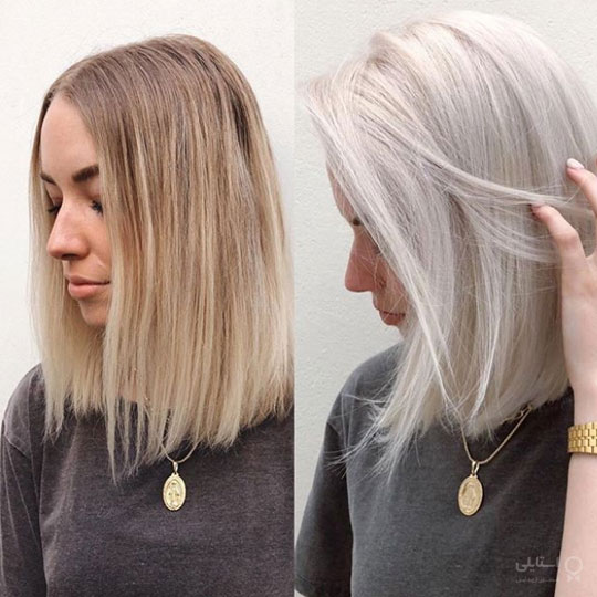 رنگ بلوند دودی روی موهای کوتاه