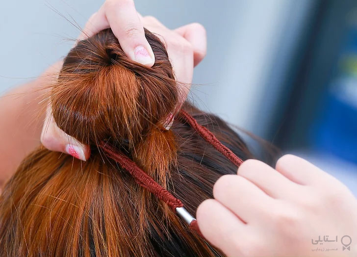 بستن مو با کش به روش گوجه ای