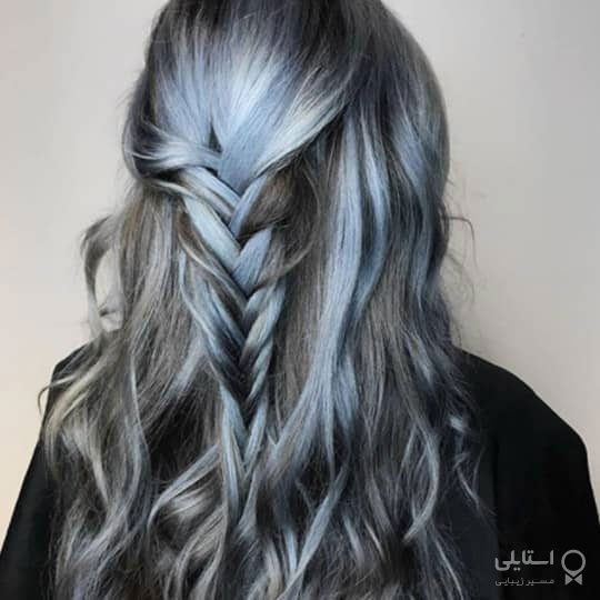 رنگ موی خاکستری و آبی 