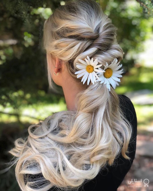 موی نیمه جمع و شینیون برای موهای نازک - دم اسبی ضربدری