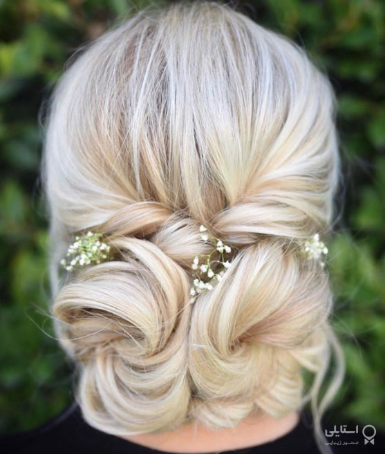 موی نیمه جمع و شینیون برای موهای نازک - شینیون دو قلو