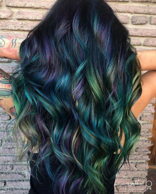 مدل رنگ موی هولوگرافیکی که باعث می شود ظاهری رنگین کمانی داشته باشید - روی رنگ پایه طبیعی