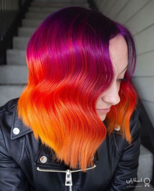 مدل رنگ موی هولوگرافیکی که باعث می شود ظاهری رنگین کمانی داشته باشید - رنگ موی به رنگ غروب خورشید