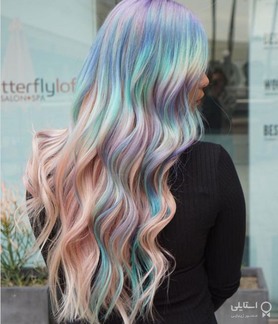 مدل رنگ موی هولوگرافیکی که باعث می شود ظاهری رنگین کمانی داشته باشید -رنگ موی پری دریایی