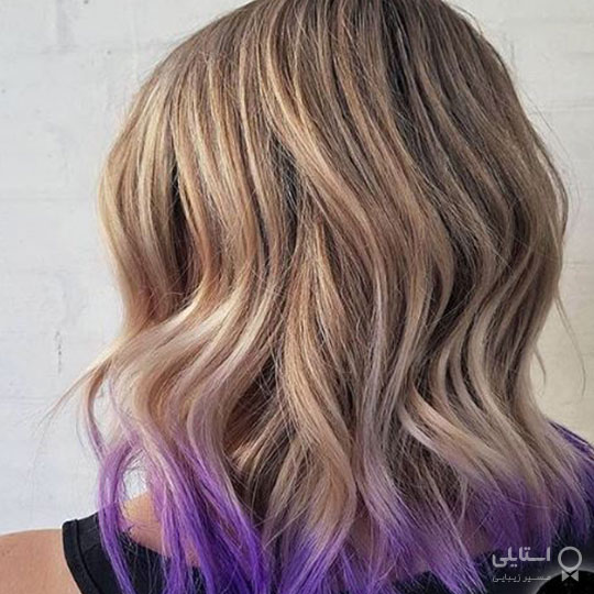 بنفش روی پایین مو