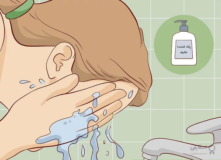 صورت خود را با یک پاک کننده ملایم بشویید