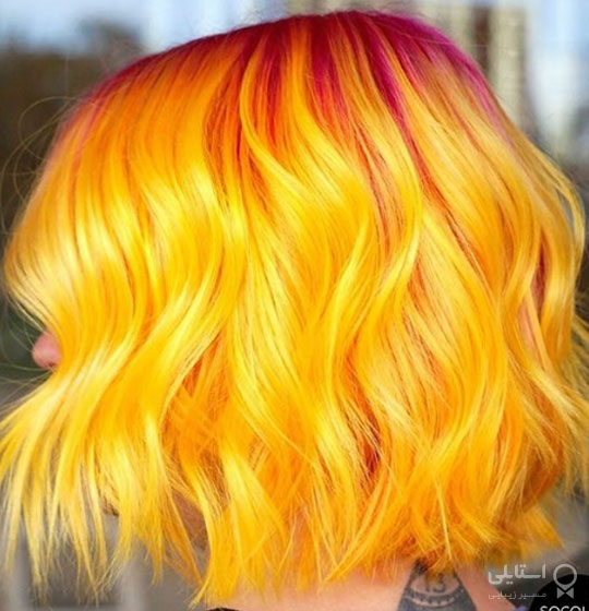 رنگ موی صورتی- نارنجی و زرد